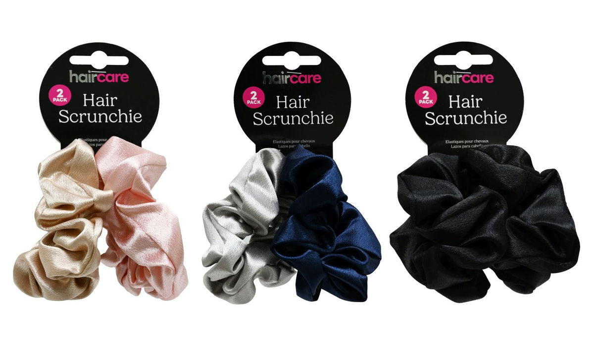 Scrunchie Satin Look 2 Pack 3 Assorted