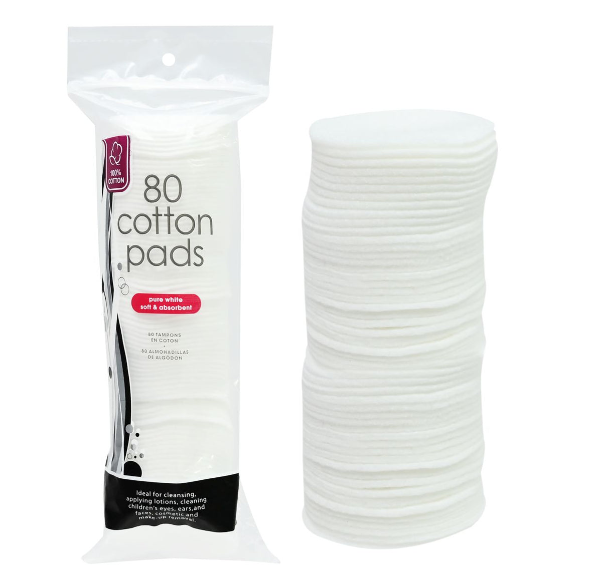 Cotton Cosmetic Pads 80-Pack - Multi-Purpose