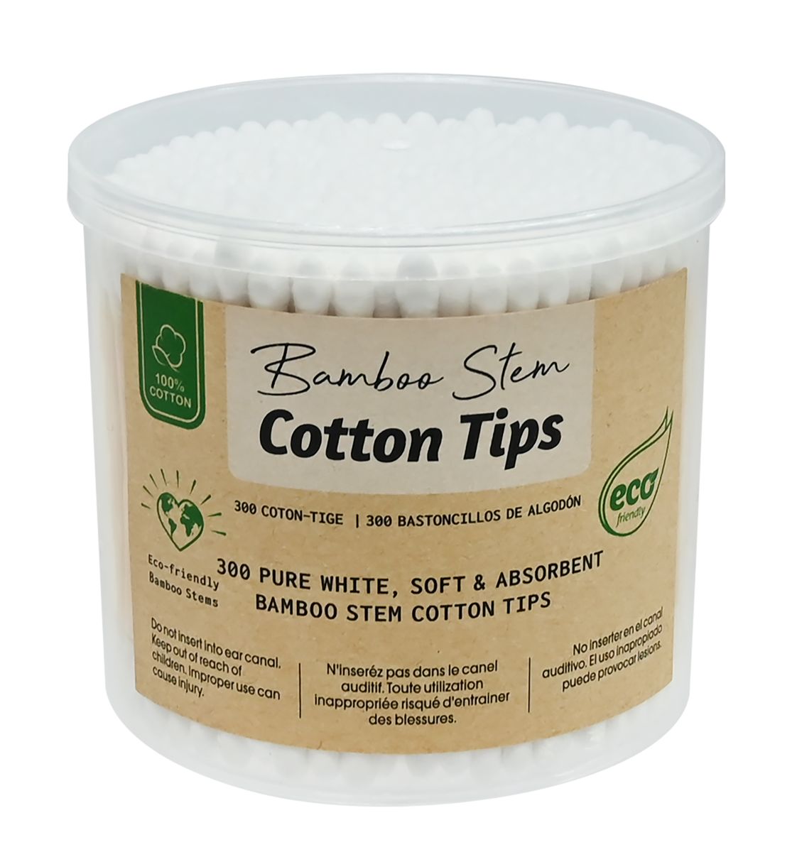 Eco-Friendly Cotton Tips 300-Pack - Bulk Value