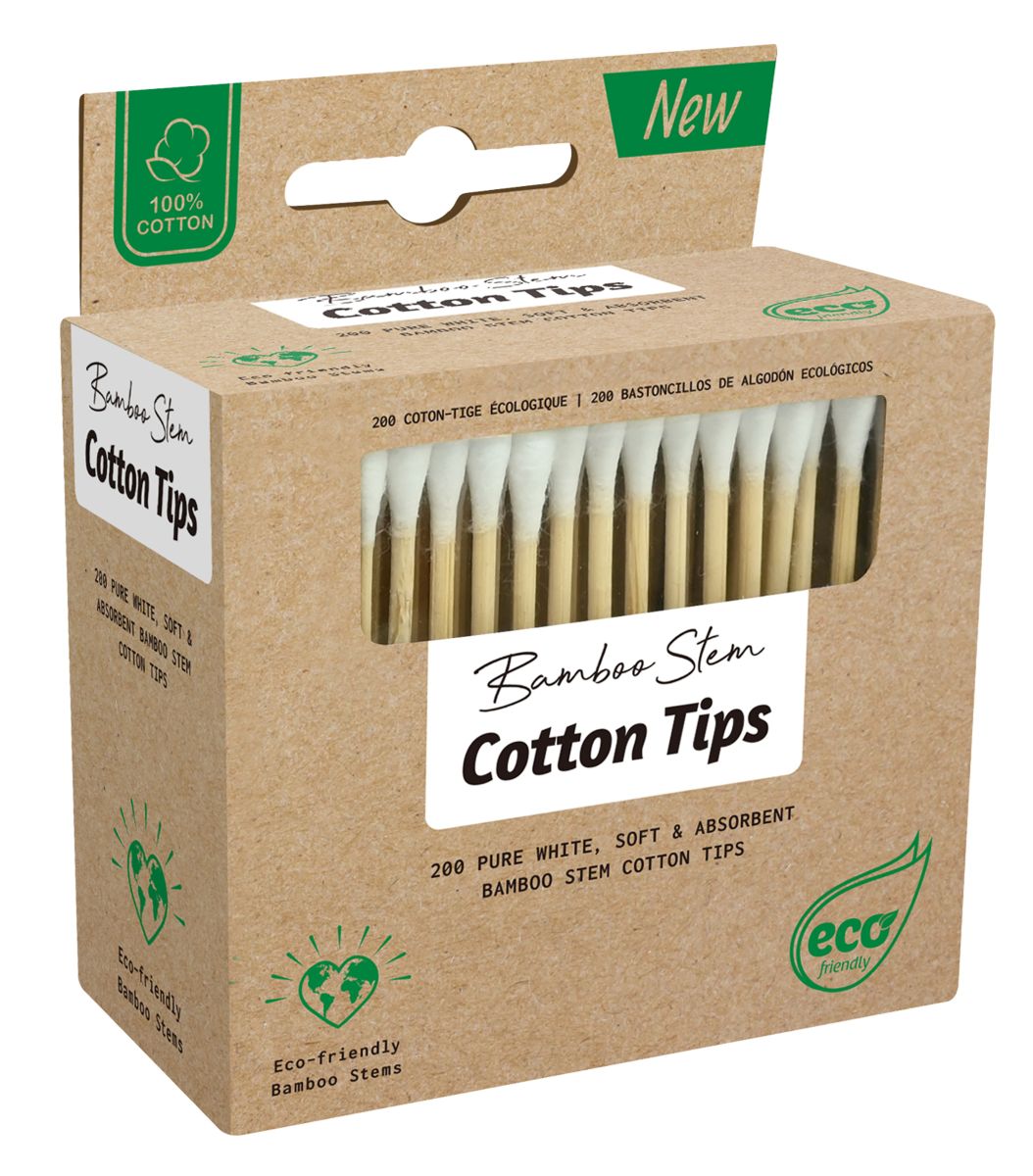 Eco-Friendly Cotton Tips 200-Pack - Biodegradable