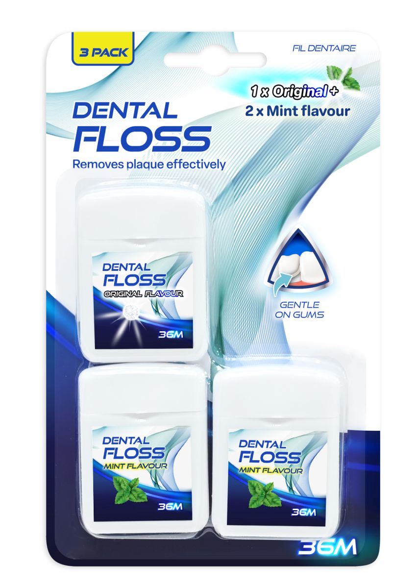 Dental Floss 36m - 3 Pack Mixed Flavors