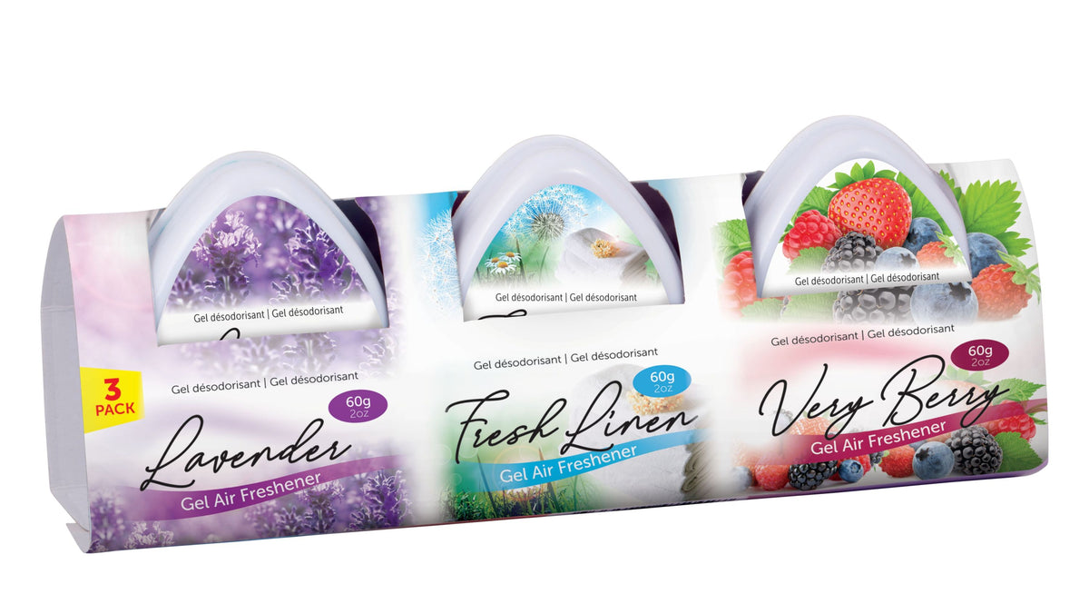 Gel Air Freshener 60g - 3 Pack Assorted Scents
