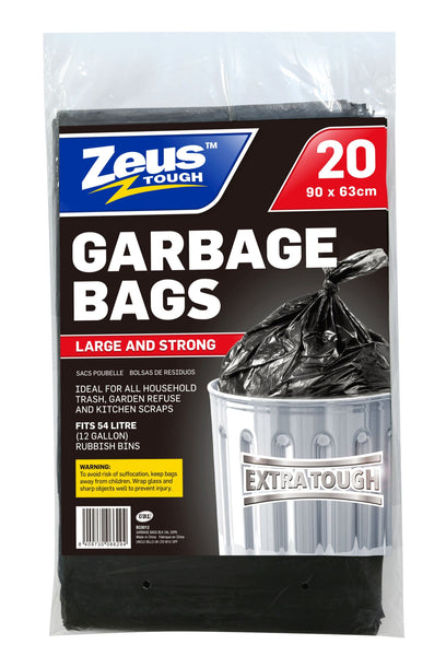 Black Garbage Bags 54L - 20 Pack