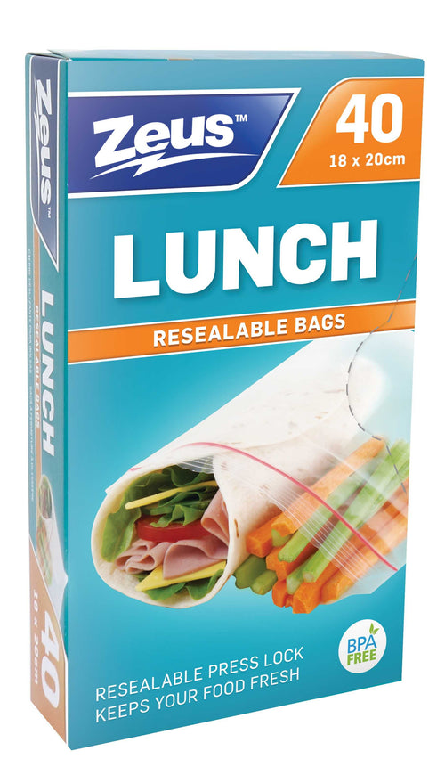Resealable Lunch Bags 18x20cm - 40 Pack