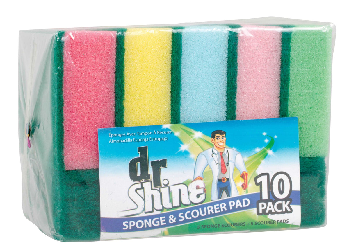 Sponge & Scourer Pads 10-Pack - Dual-Sided
