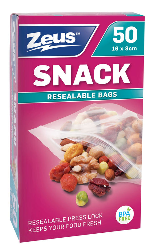 Resealable Snack Bags 16x8cm - 50 Pack
