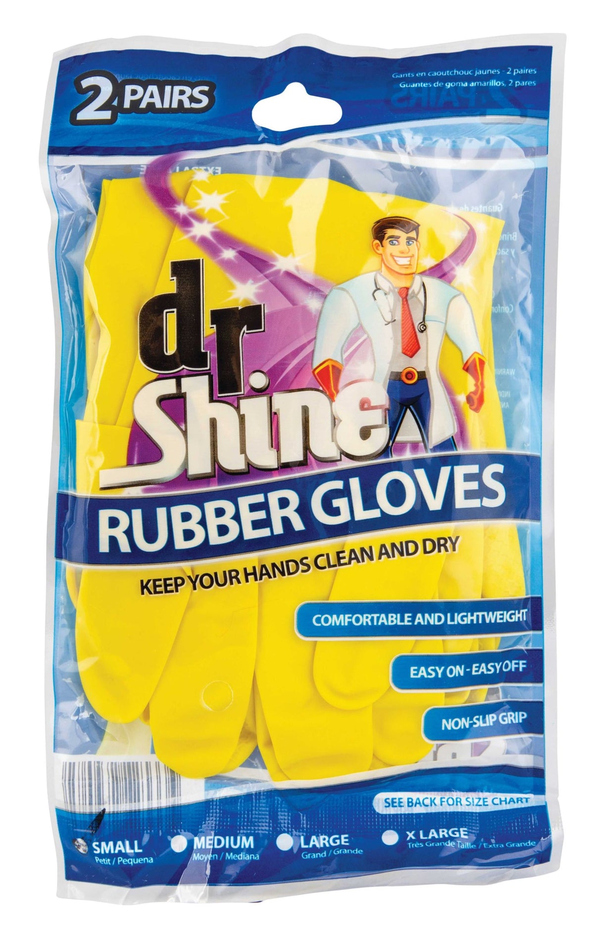 Dr Shine Rubber Gloves 2 Pairs - 4 Sizes Available