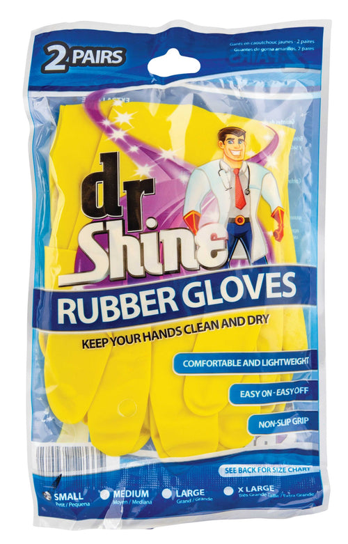 Dr Shine Rubber Gloves 2 Pairs - 4 Sizes Available