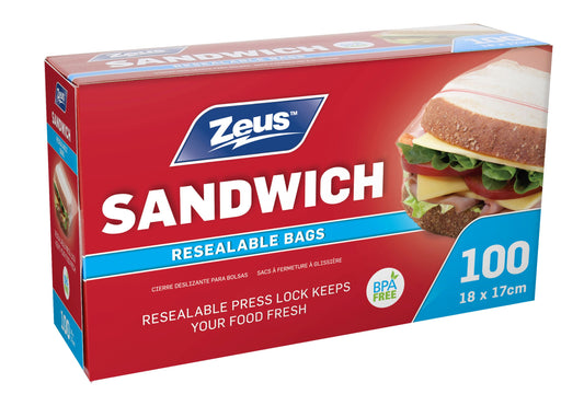 Sandwich Resealable Bags 18 x 17cm 100 Pack