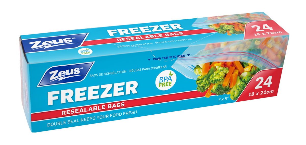 Resealable Freezer Bags 22x18cm - 24 Pack