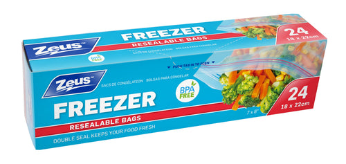 Resealable Freezer Bags 22x18cm - 24 Pack