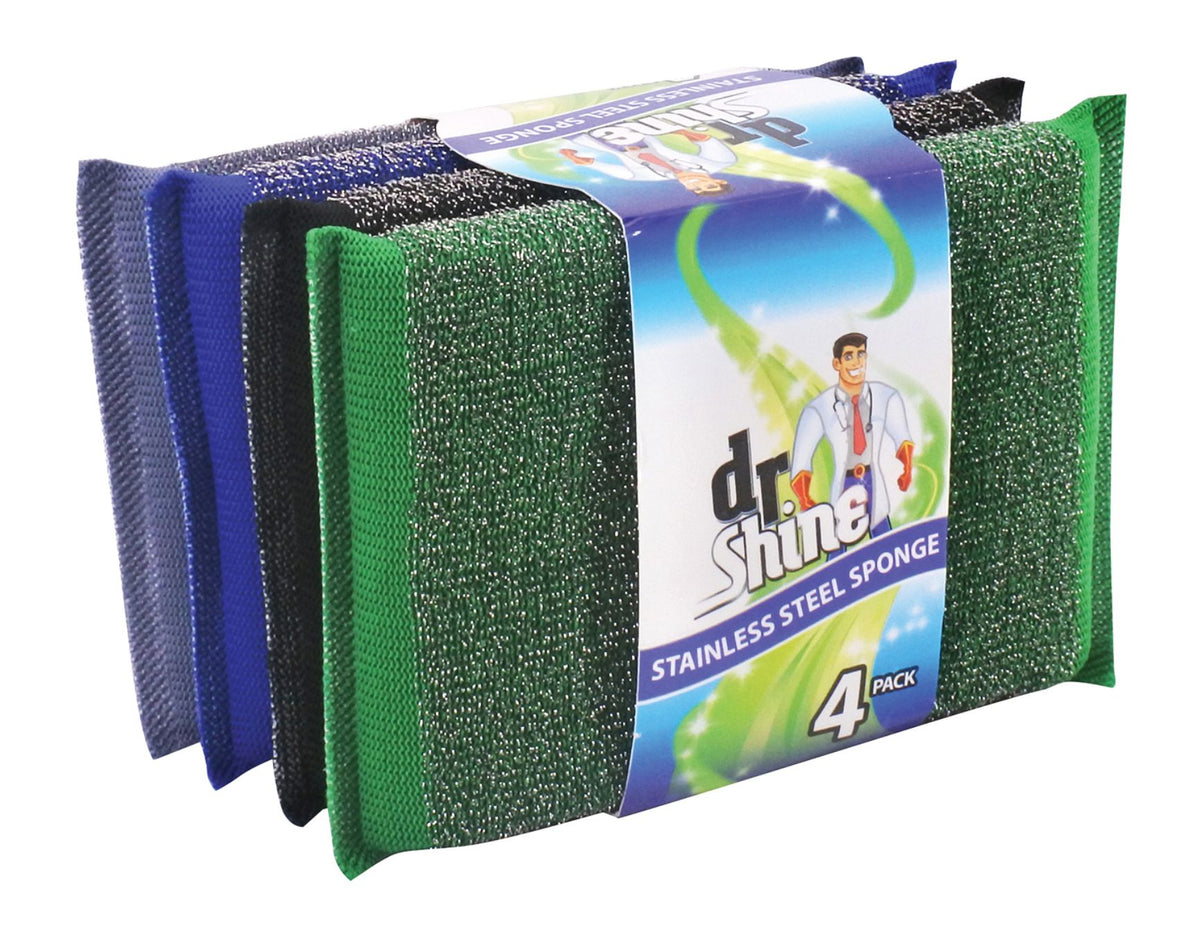 Stainless Steel Scourers 4-Pack - Sponge Type