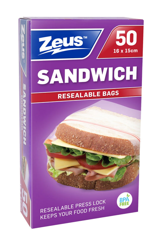 Sandwich Bags Press Lock 16 x 15cm 50 Pack