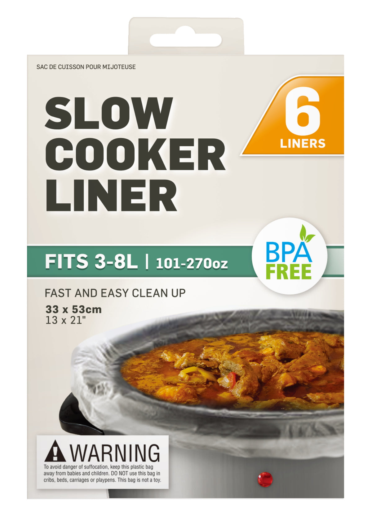 Slow Cooker Liners 6-Pack 33x53cm - Disposable
