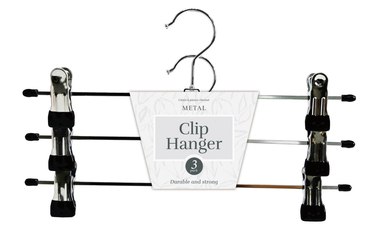 Chrome Clip Hangers 3-Pack - Pants & Skirts