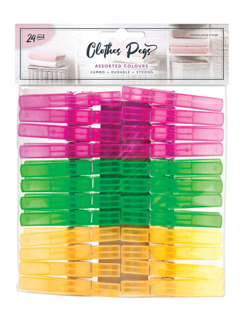 Fluorescent Clothes Pegs 24-Pack - Bright Colors