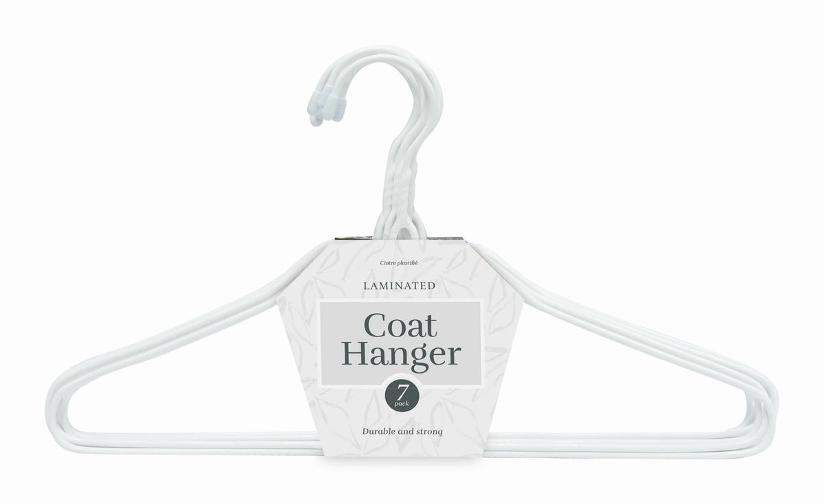 Laminated Coat Hangers 7-Pack - Durable Finish