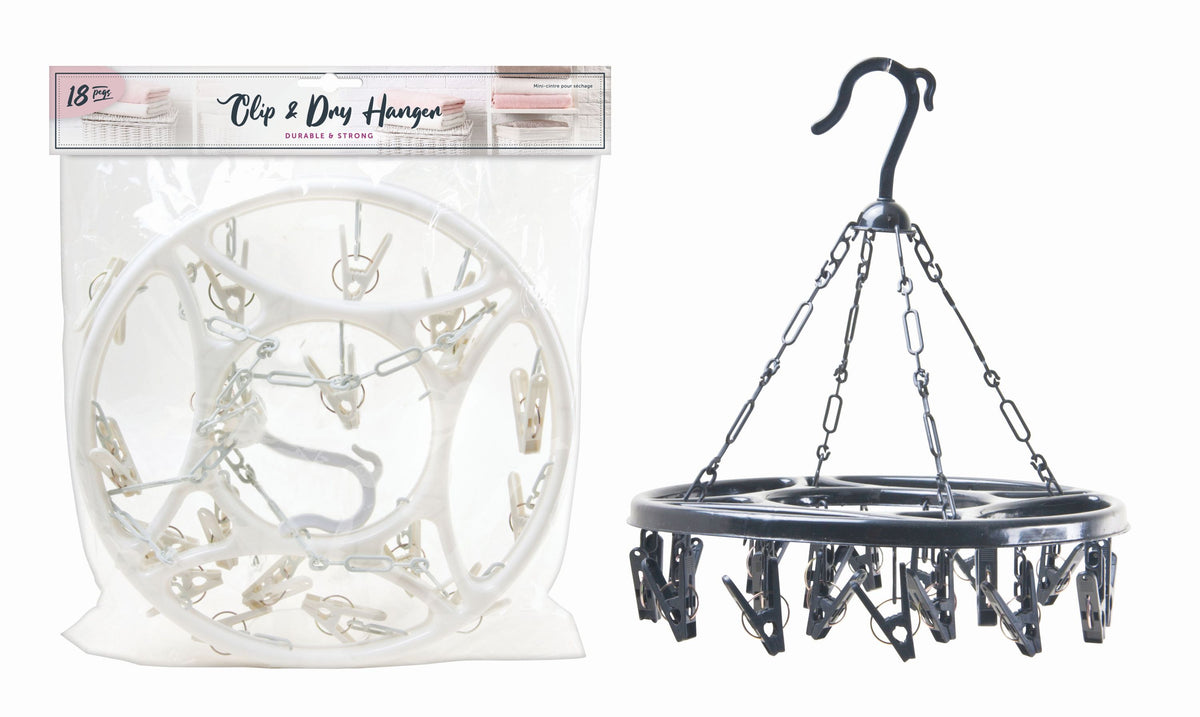 Round Peg Hanger 18 Clips - 2 Assorted Colors