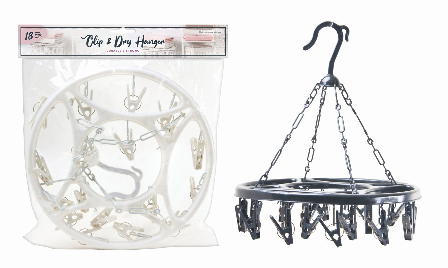 Round Peg Hanger 18 Clips - 2 Assorted Colors
