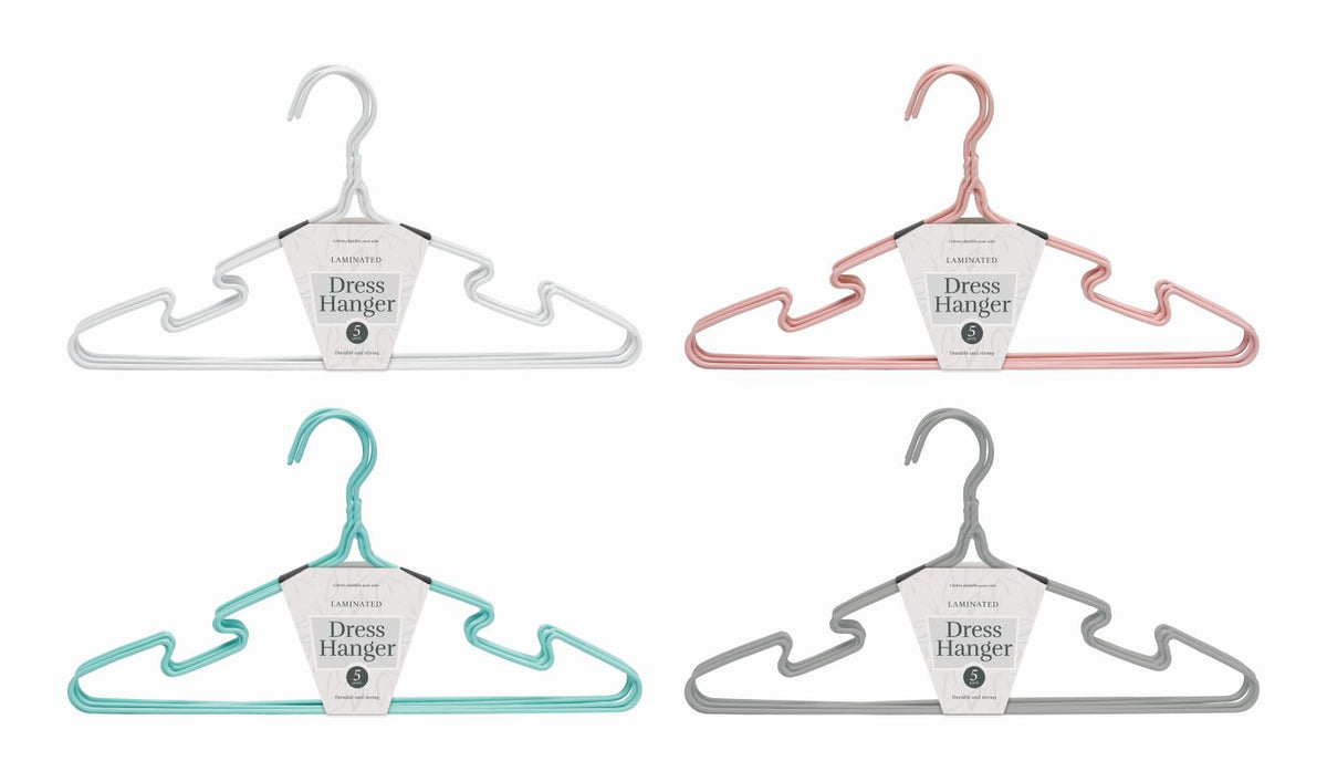 Dress Hangers 5-Pack - 3 Assorted Colors