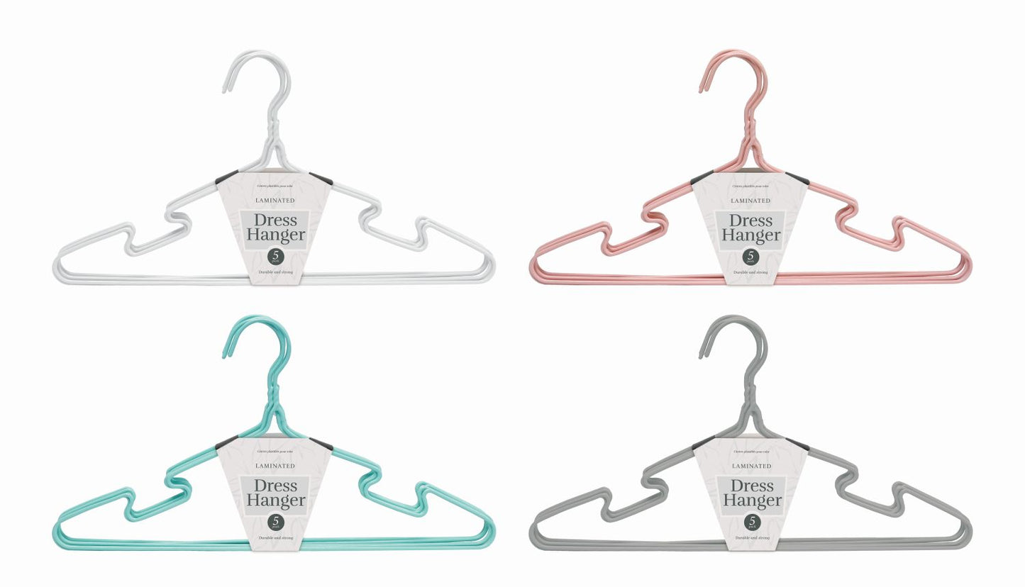 Dress Hangers 5-Pack - 3 Assorted Colors