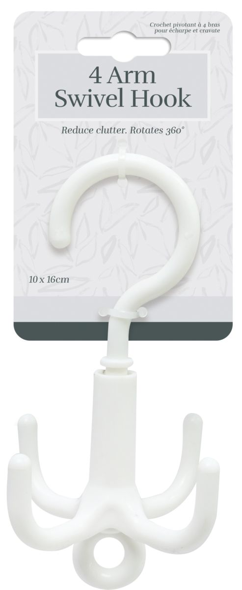 Swivel Tie & Scarf Organizer - 4 Arm Hook