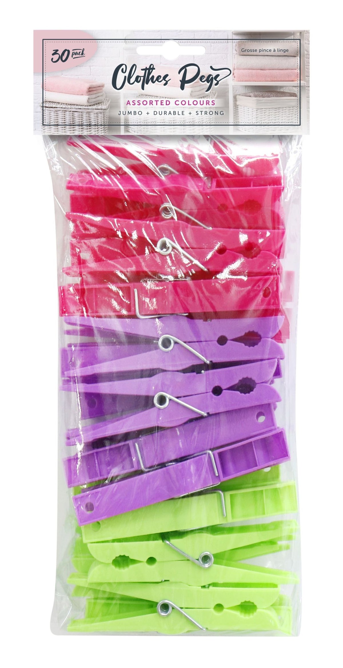 Jumbo Clothes Pegs 30-Pack - Extra Strong