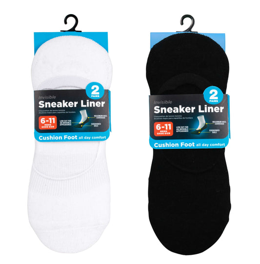 Sneaker Liner Mens 6-11 2 Pairs 2 Assorted Colours