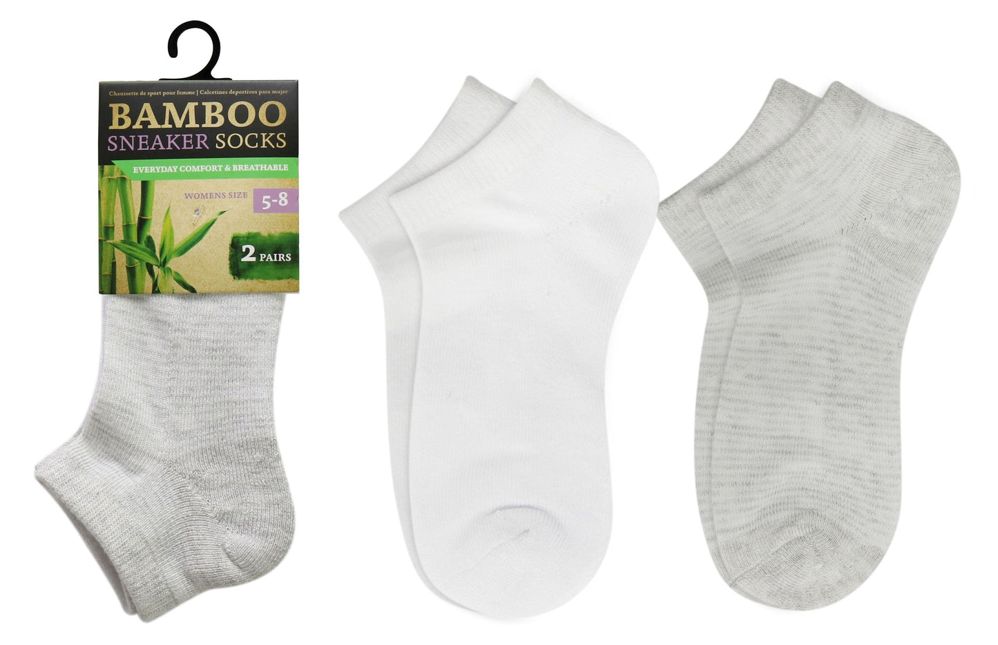 Sneaker Sock Bamboo Ladies 2 Pairs 9-11 2Assorted Colours