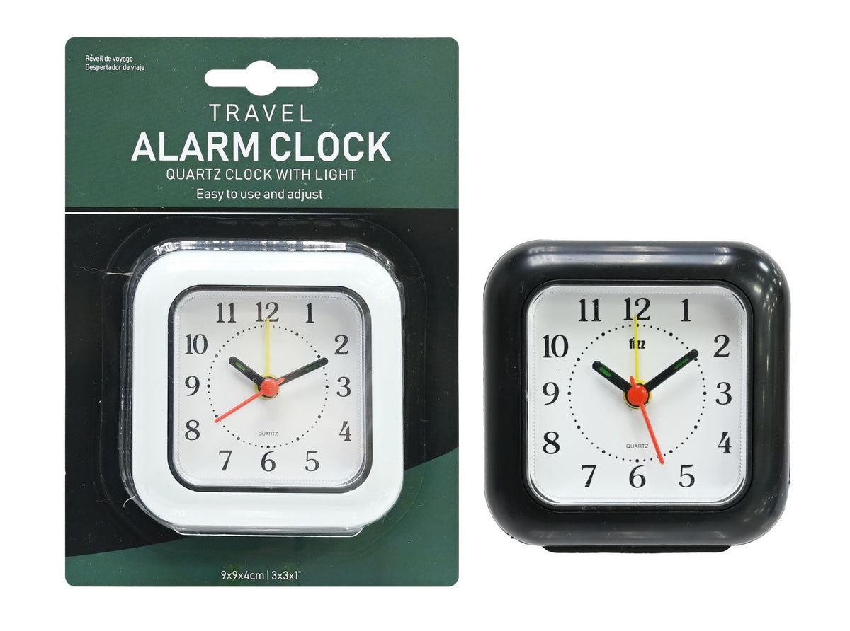 Travel Alarm Clock 9cm 2 Assorted