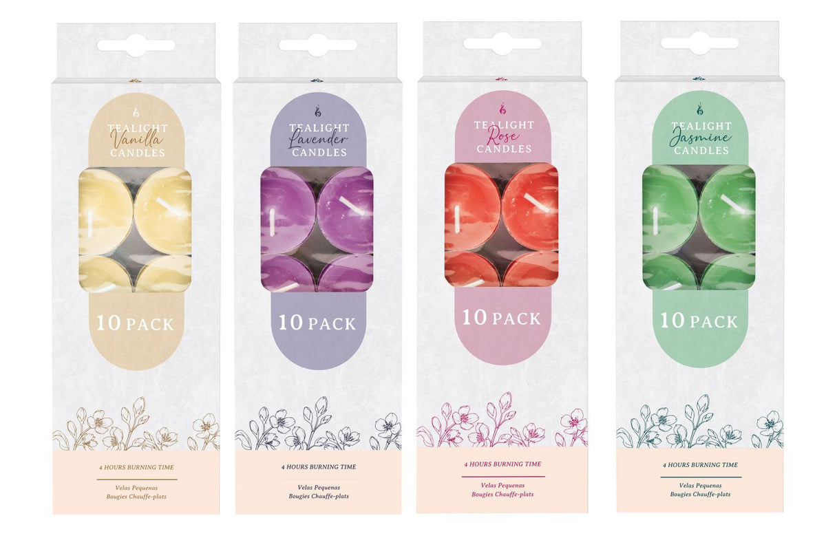Scented Tea Light Candles 10-Pack - 4 Assorted