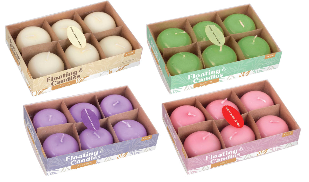 Floating Scented Candles 6-Pack - 4 Assorted