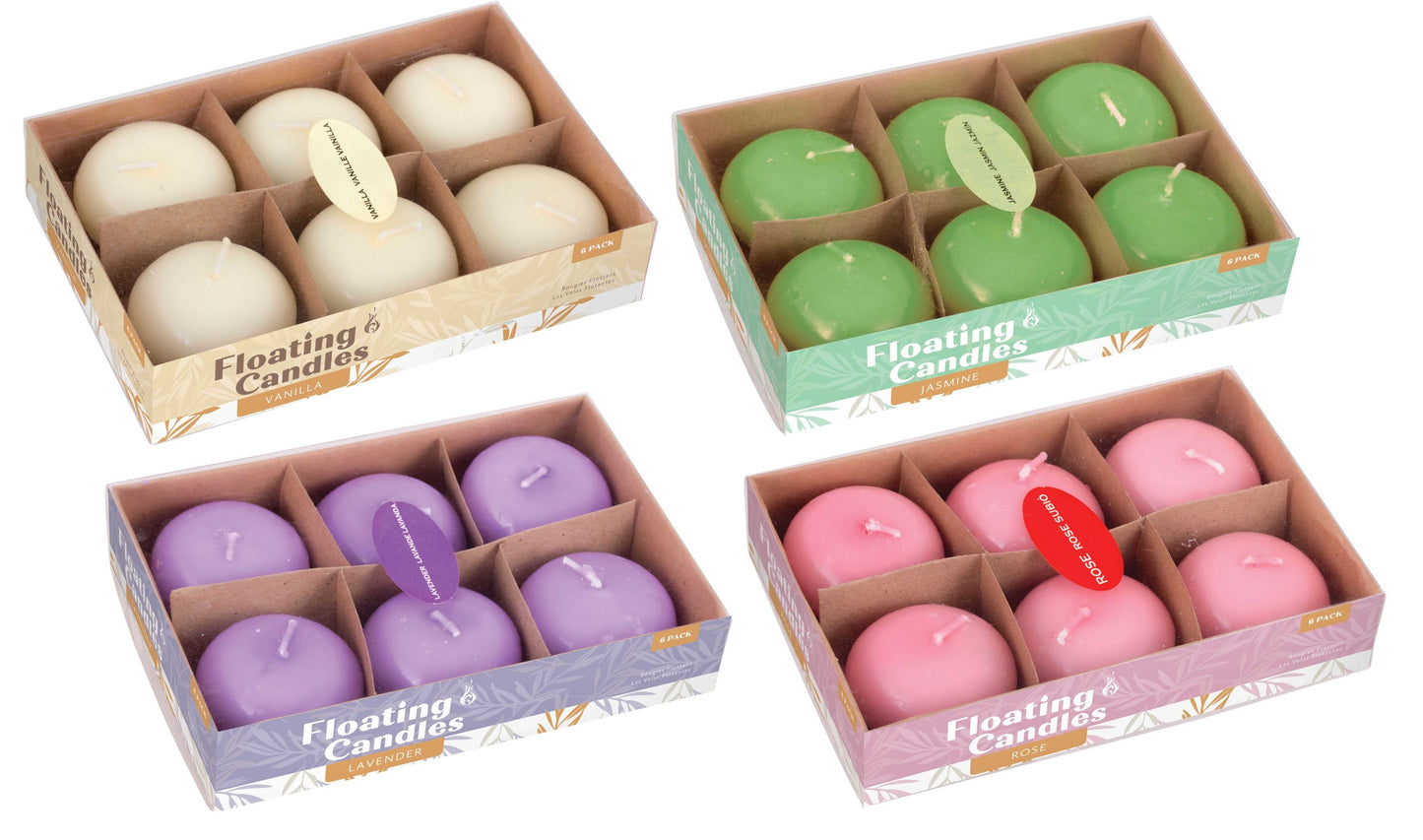 Floating Scented Candles 6 Pack 4 Assorted