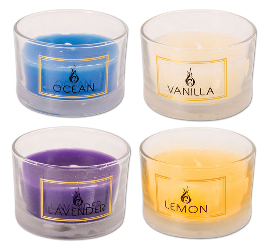 Scented Candles Glass 7 x 5cm 4 Assorted