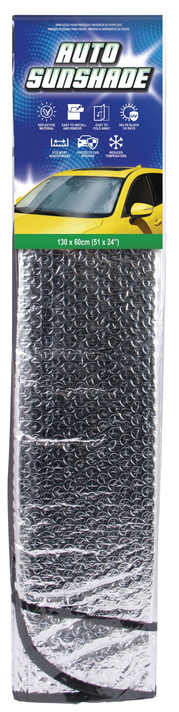 Folding Car Sunshade 130x60cm - UV Protection