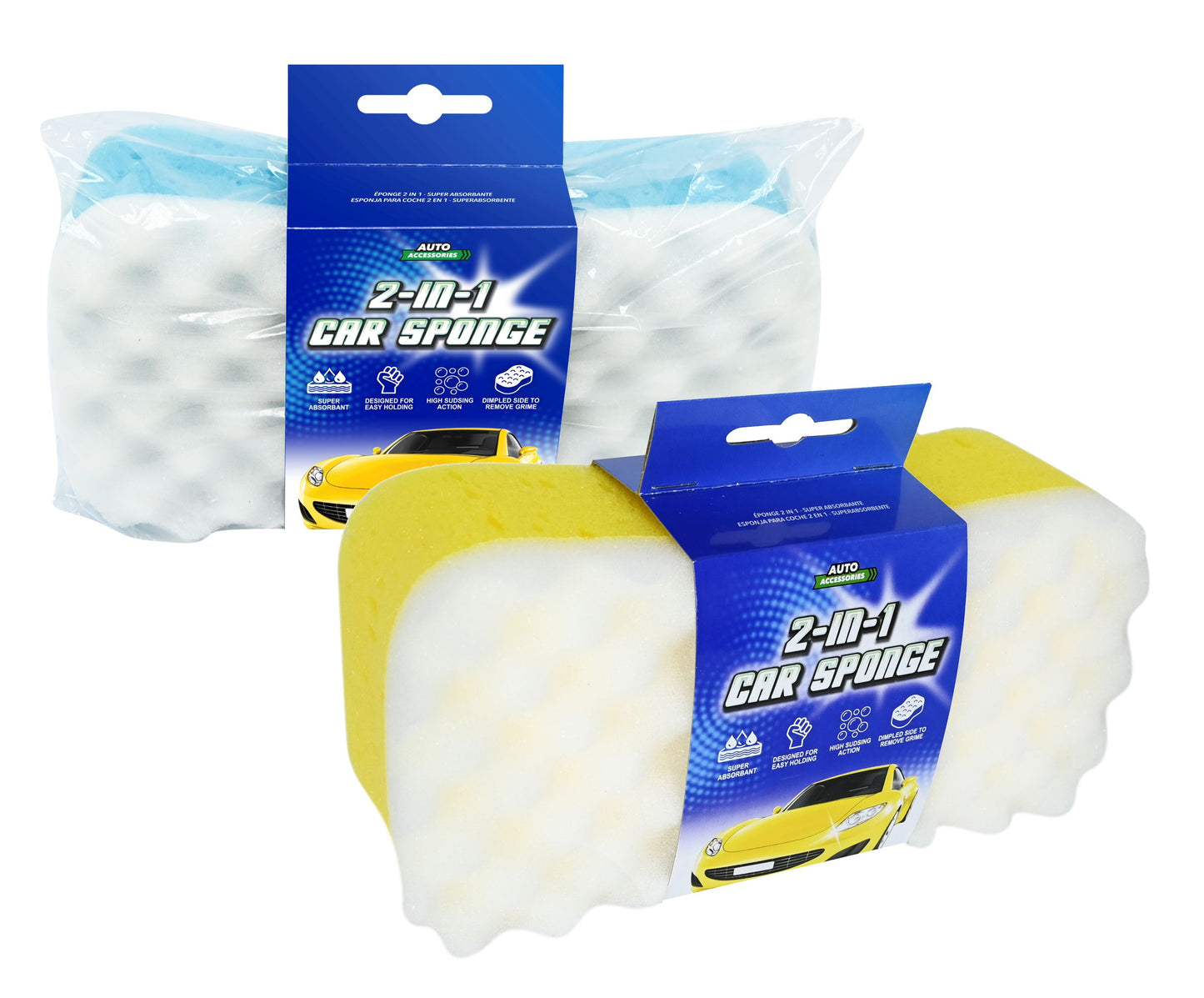 Auto Car Sponge 2 Assorted Colours