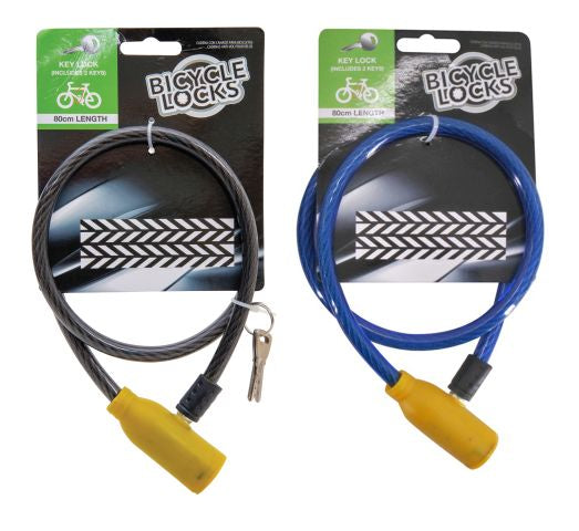 Bicycle Cable Lock 80cm 2 Assorted Colours