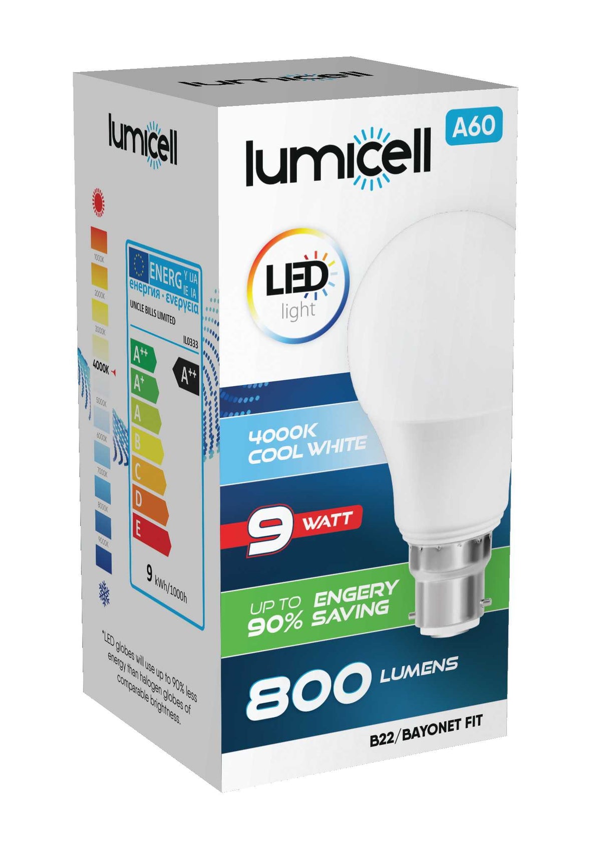Lumicell LED Bulb 9W Bayonet Fit - Energy Efficient