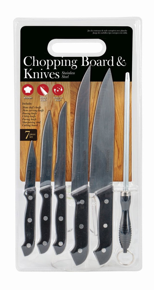 7 Piece Knives & Chopping Board Set
