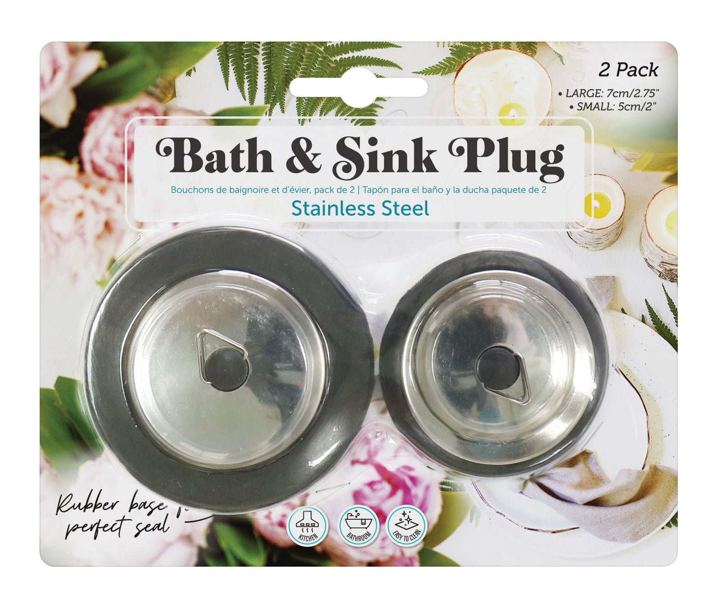 Bath & Sink Plug 2 Pack 7 & 6cm