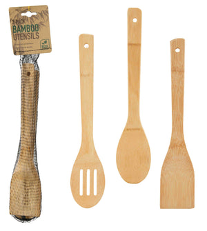 Bamboo Kitchen Utensils 3-Piece Set - Eco-Friendly