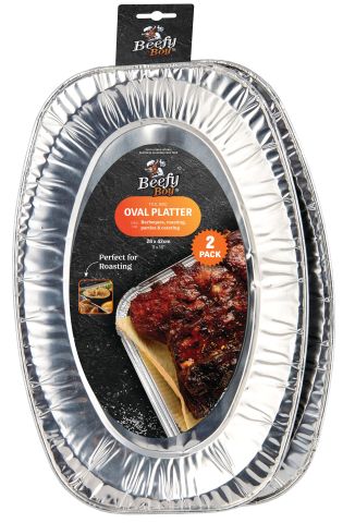 Foil Oval Tray 42 x 28cm 2 Pack