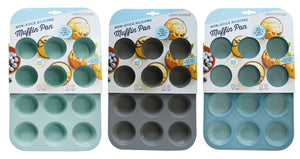Silicone Muffin Pan 12-Cup - 3 Assorted Colors
