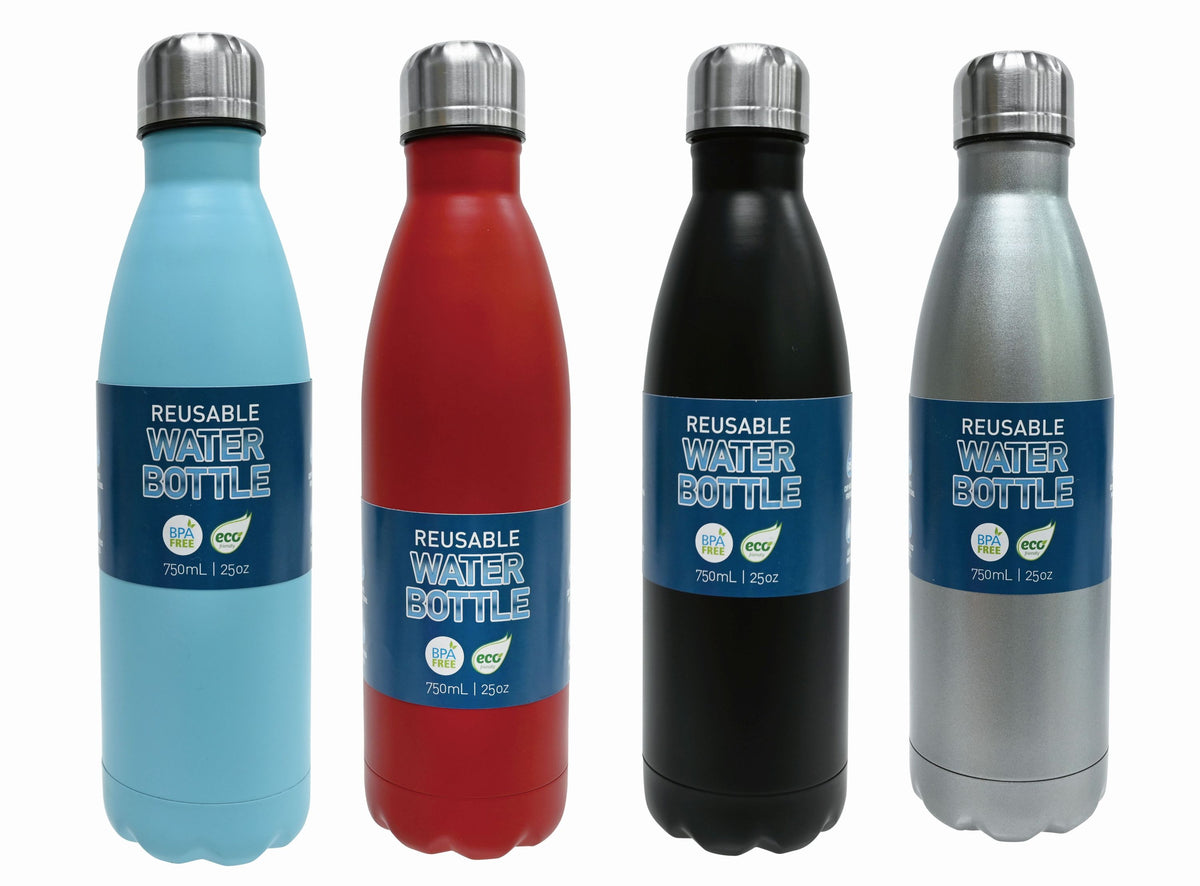 Stainless Steel Water Bottle 750mL - 4 Colors