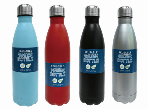 Stainless Steel Water Bottle 750mL - 4 Colors