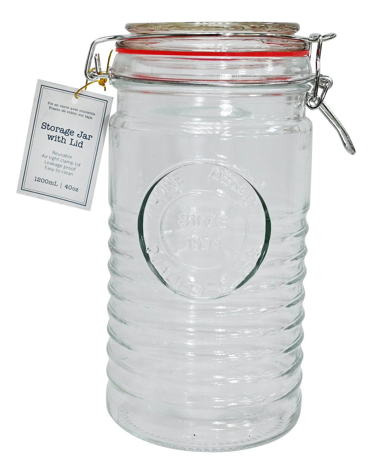 Storage Jar Ribbed with Lid 1200mL
