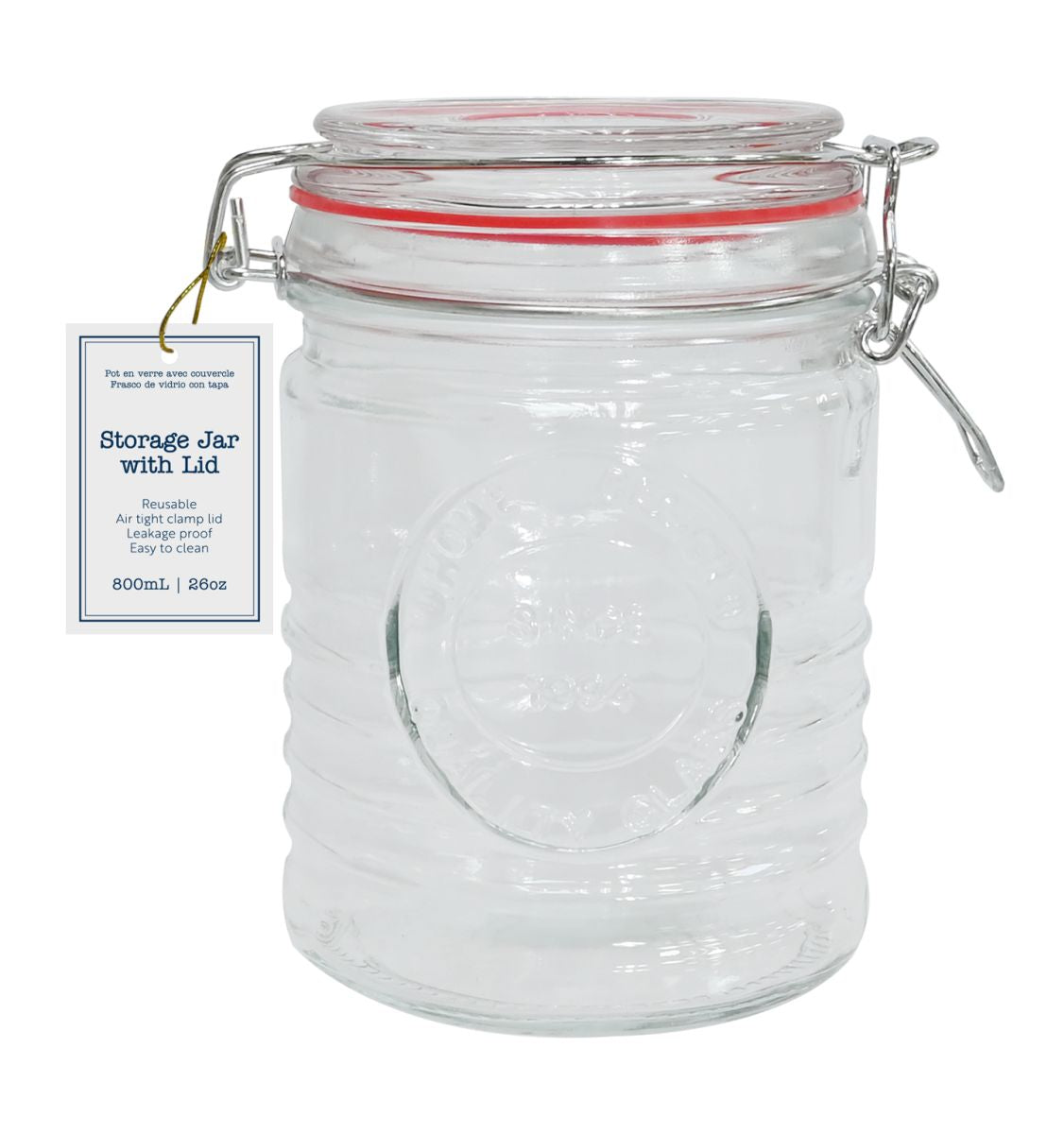 Storage Jar Ribbed with Lid 800mL