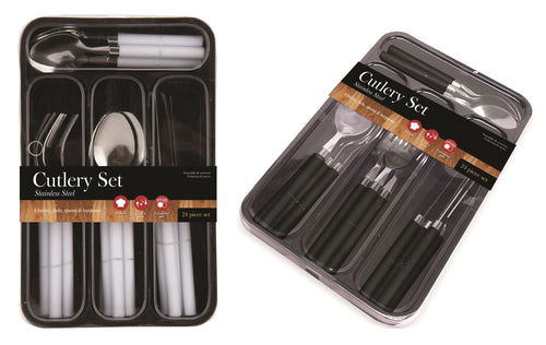 Cutlery Set 24-Piece with Tray - 2 Colors