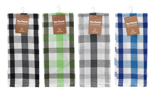 Tea Towel Small Checks 43 x 68cm 4 Assorted Colours