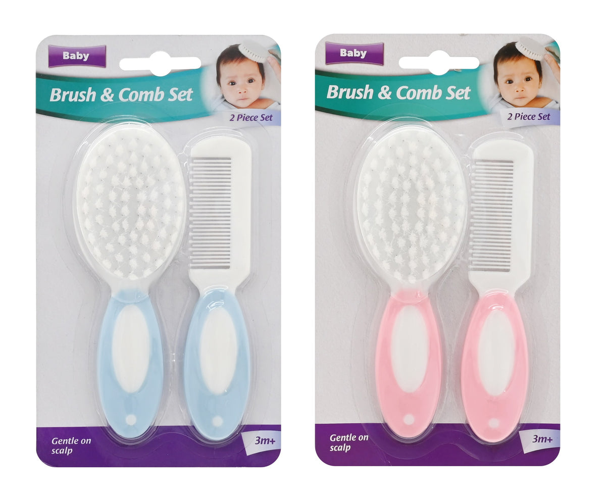 Baby Hair Brush Set 2 Assorted Colours